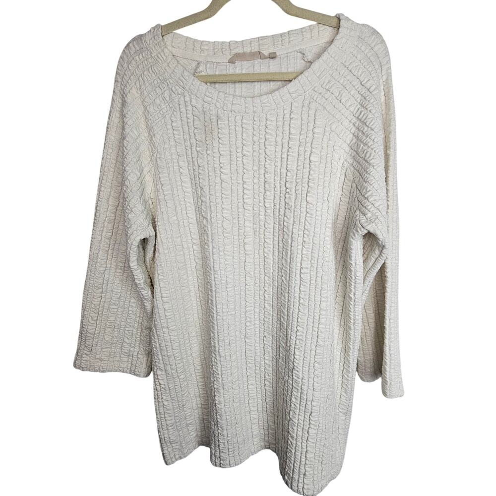 Soft Surroundings Goldie Textured Tunic Sz XL Coastal Grandma Back Button Detail